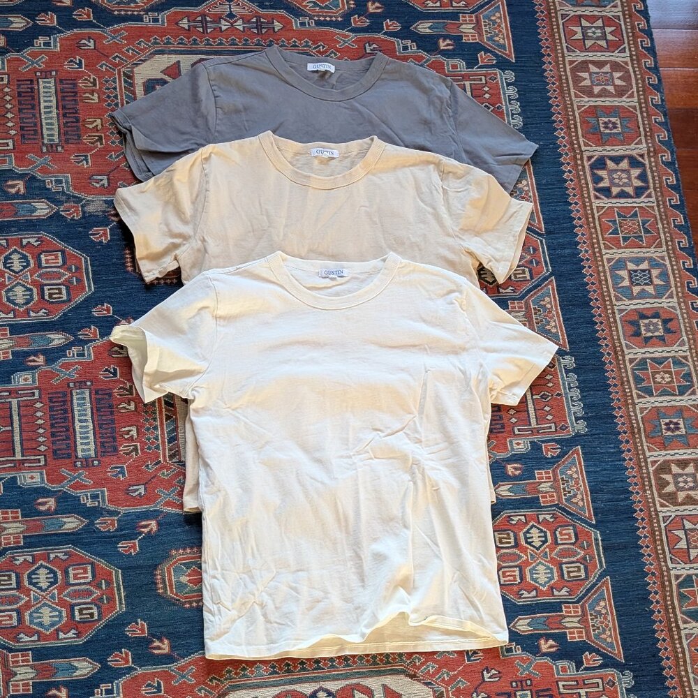 Gustin t-shirts, 3 pack, gray, cream, off-white, sz Sm